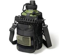 DEFUNX Borraccia termica da 1,8 litri, con manica, verde militare, con manico, borraccia sportiva in acciaio inox, per palestra, allenamento, escursionismo, mimetica, custodia nera