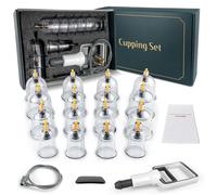 DEFUNX Kit di coppettazione per terapia di massaggio, 16 coppette professionali per massaggi con pompa manuale, set di coppettazione sottovuoto per ridurre la cellulite, sollievo dal dolore muscolare