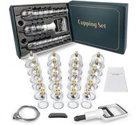 DEFUNX Kit di coppettazione per terapia di massaggio, set da 24 tazze professionali per massaggi con pompa manuale, set per terapia di coppettazione sottovuoto per ridurre la cellulite, sollievo dal