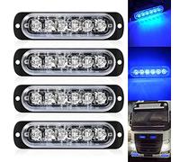 DEFVNSY - Confezione da 4-6 LED stroboscopici per auto Barra luminosa di emergenza per veicoli LED per auto, camion, faro, lampada, semaforo blu, 12V-24V DC