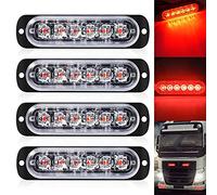 DEFVNSY - Confezione da 4 - Indicatore laterale rosso 6 LED 12V-24V DC Indicatore di direzione laterale per camion per auto Indicatore luminoso Barra di ingombro Luci stroboscopiche per rimorchio