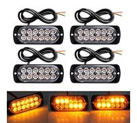 DEFVNSY - Confezione da 4 luci di emergenza universali a 12 LED, colore ambra, per auto, segnalazione di pericolo, per camion, rimorchi, luci stroboscopiche DC 12V-24V