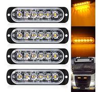 DEFVNSY - Confezione da 4 luci di emergenza universali a 6 LED, colore ambra, per auto, segnalazione di pericolo, per camion, rimorchi, luci stroboscopiche DC12V-24V