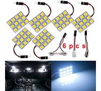 Defvnsy Luce interna per autoveicoli, luce a pannello LED, 5050 12SMD, luce a pannello per lettura, luce a soffitto con 3 adattatori (T10 / BA9S / Festone), 12V bianco 6000k (confezione da 6)