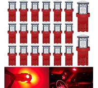 Defvnsy T10 W5W 194 168 501 lampadina LED, 12V Luce Interna Rossa Lampadina Auto per Luci di Cupola, Targa, Cruscotto, Porta, Mappa, Tronco, Lettura, 5050 5SMD Sostituzione Lampadine (20 pcs)
