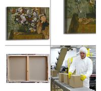 Degas donna con crisantemi design quadro stampa tela dipinto telaio arredo casa