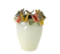 degawo Vaso con farfalla bianca in gres porcellanato, 18,5 cm, decorazione moderna per interni ed eleganti