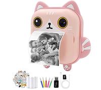 Deger Fotocamera istantanea per bambini, inchiostro, con carta da stampa, fotocamera digitale per selfie con HD 1080P, rosa
