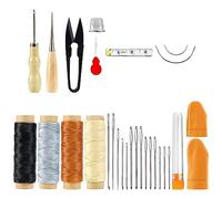 Deger Kit da cucito per riparazione: 30 strumenti di lavoro con aghi da cucito a filo cerato e versatili, kit da cucito