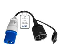 DEGG Adattatore CEE 230V 16A, Schuko a Spina CEE 3 poli, Adattatore Elettrico Outdoor per Campeggio, Cavo Adattatore per Camper e Caravan, Cavo di Collegamento Impermeabile