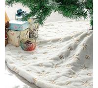 Deggodech 78cm Bianca Gonne per Alberi di Natale Peluche con Oro Paillettes Fiocchi di Neve Bianco Finta Pelliccia Tappeto per Albero di Natale Copertura per Decorazioni Natalizia - 31pollici