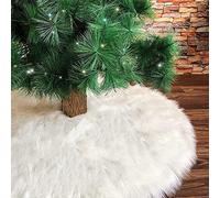 Deggodech 90cm Bianco Peluche Gonna Albero di Natale Grande Bianca Finta Pelliccia Gonne Albero Natale Copertura Albero di Natale Decorazioni Natalizie Christmas Tree Skirt - 35pollici