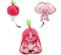 Déglingos FLIPETZ Les Doudou Piglet Le Maiale/Radis- Copricopricopricopricopricopriviso reversibile, peluche morbido per neonati, idea regalo per la nascita, rosa e bianco