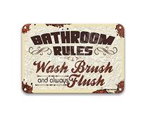 DEGUANG Bathroom Rules Wash Brush and Flush Targa in latta vintage Decorazioni per esterni Garage Decorazione da parete per uomini Decorazioni per una stanza da uomo Cartelli in latta 8 x 12