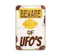 DEGUANG Beware of Ufo's Tin Vintage Look Decorazione Artigianato Cartello Divertente Home Decor Divertente Garage Segni Sala da Pranzo Targa in latta 8X12