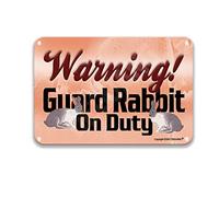DEGUANG Cartello in latta con scritta in inglese "Warning Beware!" Guard Rabbit On Duty, decorazione per il bagno, cinema, garage, 20,3 x 30,5 cm