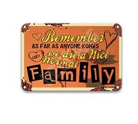 DEGUANG Cartello in metallo con scritta in lingua inglese "Warning Remember As Far As Anyone Knows We are A Nice Normal Family", stile retrò, decorazione per cucina, cucina, grotta, fattoria, bagno