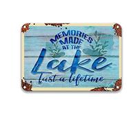 DEGUANG Memories Made at The Lake, Last A Lifetime Retro Look Iron Decoration Art Sign Wall Decor for Home Kitchen Signs 20 x 30 cm
