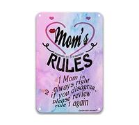 DEGUANG Mom's Rules, Mom is Always Right, cartello in metallo per bagno, decorazione da parete per uomo, grotta, fattoria, decorazione da parete per soggiorno, 20,3 x 30,5 cm