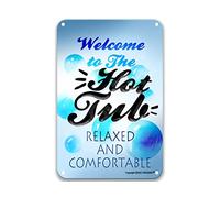 DEGUANG Poster in latta con scritta "Welcome to The Hot Tub Vintage Farmhouse Coffee Sign Farmhouse Decor for The Kitchen Garage Decor 20x30,5 cm