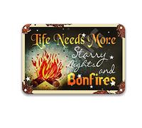 DEGUANG Targa in latta con citazioni divertenti Life Needs More Starry Nights and Bonfires, decorazione artistica divertente per feste, per bar, bar, uomo, decorazione per grotta, 20,3 x 30,5 cm
