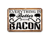 DEGUANG Targa in latta con scritta in lingua inglese "Everything is Better with Bacon Pork BBQ", stile retrò, decorazione per cinema, garage, feste, 20,3 x 30,5 cm