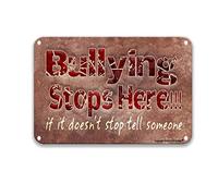 DEGUANG Targa in latta vintage con scritta "Bullying Stops Here", decorazione da parete motivazionale, decorazione da parete in stile country francese, 20,3 x 30,5 cm