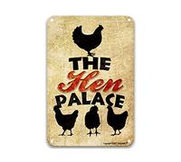 DEGUANG The Hen Palace Retro Look Iron Decoration Art Sign Farmhouse Decor for the Kitchen Bedroom Accessories Farmhouse Coffee Kitchen Wall Decor Tin Signs 8X12