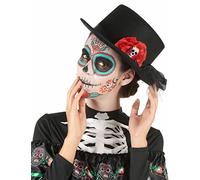 DEGUISE TOI Cappello a Cilindro Dia de Los Muertos per Adulto - Nero - Taglia Unica