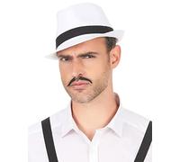 DEGUISE TOI Cappello Borsalino con Fascia Nera Adulto - Grigio, Bianco - Taglia Unica