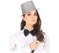 DEGUISE TOI Cappello Cilindro in plastica con Paillettes Argentato per Adulto - Argento - Taglia Unica