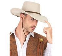 DEGUISE TOI Cappello da Cowboy Scamosciato Beige per Adulto - Bruno - Taglia Unica