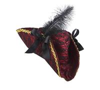 DEGUISE TOI Cappello da Pirata Rosso con Piuma per Adulti! - Rosso - Taglia Unica