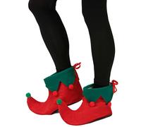 DEGUISE TOI Copriscarpe da Elfo con Pompon per Adulto - Rosso - Taglia Unica