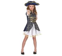 DEGUISE TOI Costume Blu Scuro Pirata Bambina - Blu - M 7-9 Anni (120-130 cm)