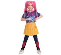 DEGUISE TOI - Costume da cacciatore di demone Kpop in gonna da ragazza - T-shirt - Gonna con leggings - L 10-12 anni (130-140 cm) - Giallo - Costume per bambini - - - Carnevale