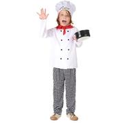 DEGUISE TOI Costume da Capo Cuoco per Bambino - Grigio, Bianco - M 7-9 Anni (120-130 cm)