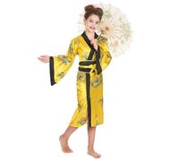 DEGUISE TOI Costume da Cinese per Bambina - Giallo - L 10-12 Anni (130-140 cm)