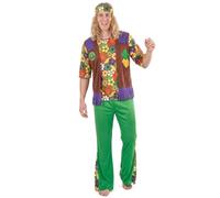 DEGUISE TOI Costume da hippie flower power per uomo - Multicolore - XL