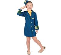 DEGUISE TOI Costume da Hostess di volo per bambina - Blu - S 4-6 anni (110-120 cm)