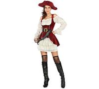 DEGUISE TOI Costume da pirata bianco e rosso per donna - Rosso - L