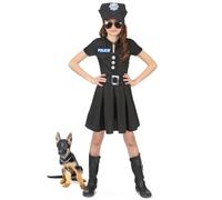 DEGUISE TOI Costume da poliziotta Bambina - Nero - M 7-9 Anni (120-130 cm)