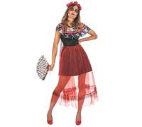 DEGUISE TOI Costume Dia de los Muertos con rose per donna - Nero - M