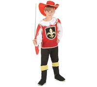 DEGUISE TOI Costume Moschettiere Rosso Bambino - Rosso - S 4-6 Anni (110-120 cm)