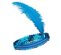 DEGUISE TOI Fascia Charleston con Sequins e Piuma Blu Donna - Blu - Taglia Unica