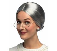 DEGUISE TOI Parrucca da Nonna Cappelli Bianchi Donna - Argento - Taglia Unica