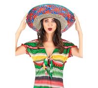 DEGUISE TOI Sombrero Messicano Rosso e Blu Adulto - Multicolore - Taglia Unica