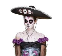 DEGUISE TOI Sombrero Nero e Argento Dia de Los Muertos per Adulto - Nero - Taglia Unica