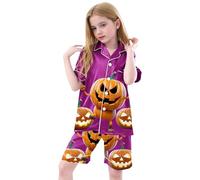 Deguisement Halloween Bambino Pigiama Raso 3 Pezzi Costume Bambino Halloween per Notte Confortevole 3-13 Anni