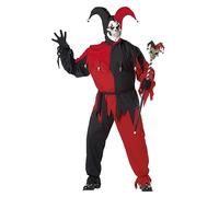 California Costumes 01613 - Carnevale da Jolly Demoniaco Giullare Medievale Per Uomo, Nero Rosso Taglia Grossa 4XL-5XL EU